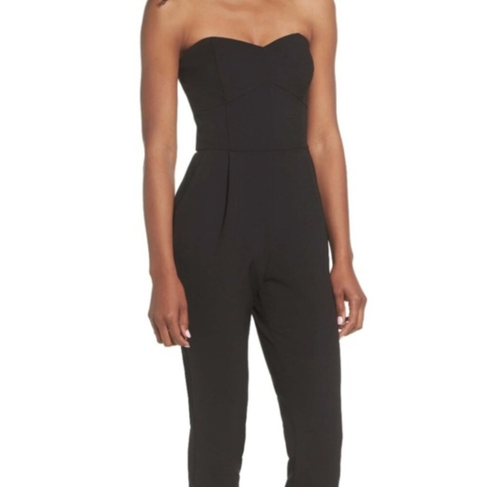 Adelyn Rae Black Strapless Jumpsuit with Pockets (NWT)
